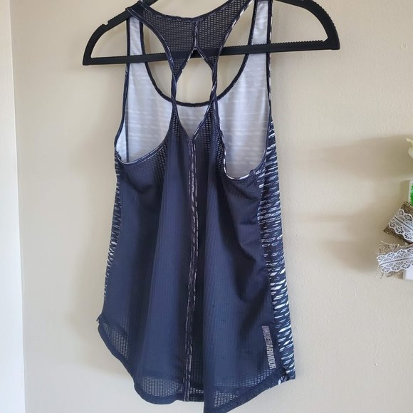 Under Armor womens workout tank top size s black white scoop neck mesh back - Picture 13 of 15